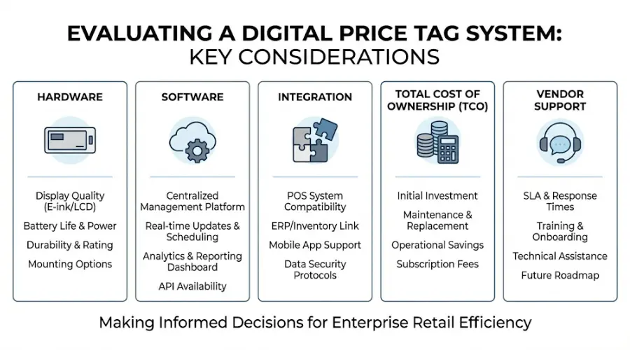 Key factors retailers should evaluate when choosing a digital price tag system Key factors retailers should evaluate when choosing a digital price tag system